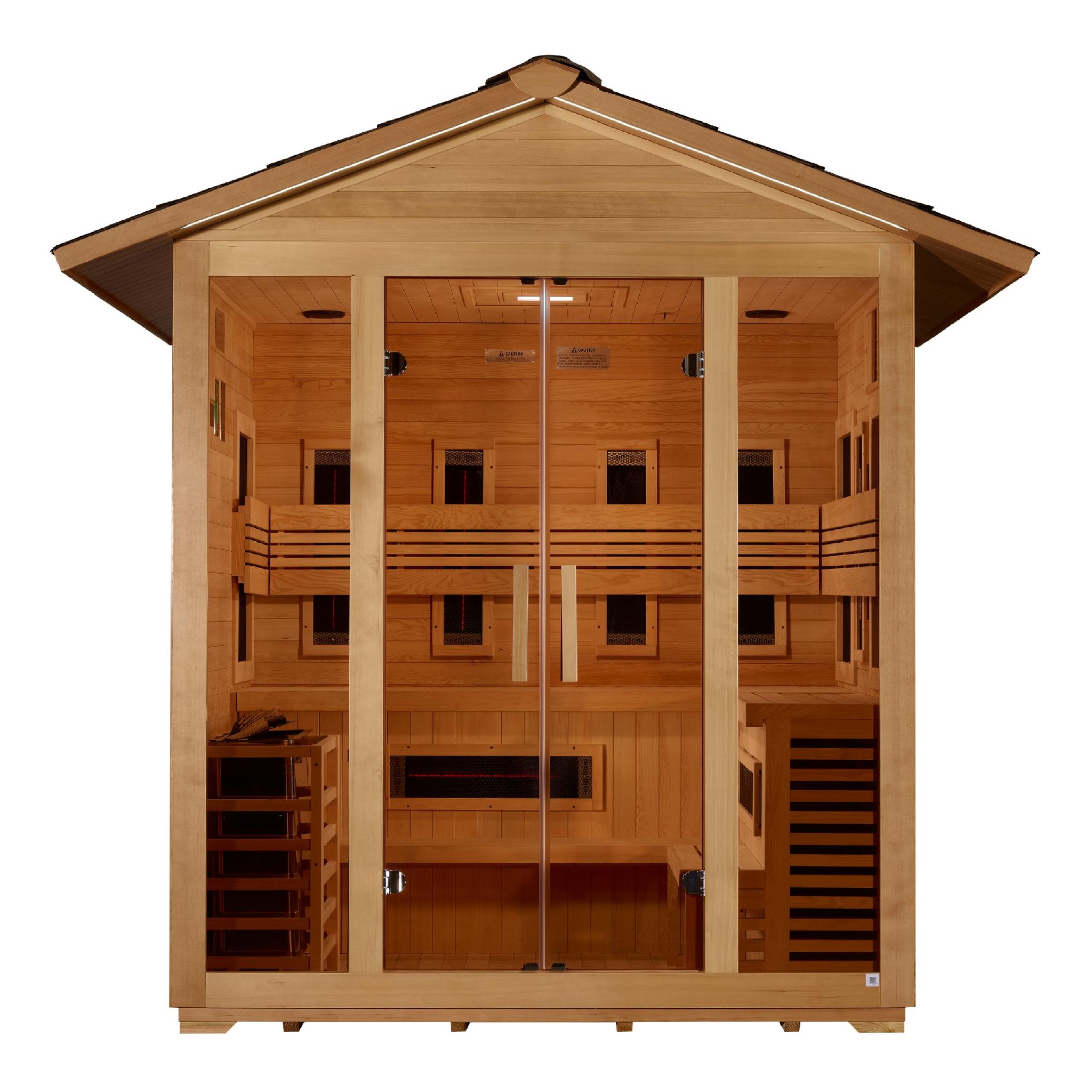 Golden Designs Gargellen 5 Person Hybrid (PureTech Full Spectrum IR or Traditional Stove) Sauna