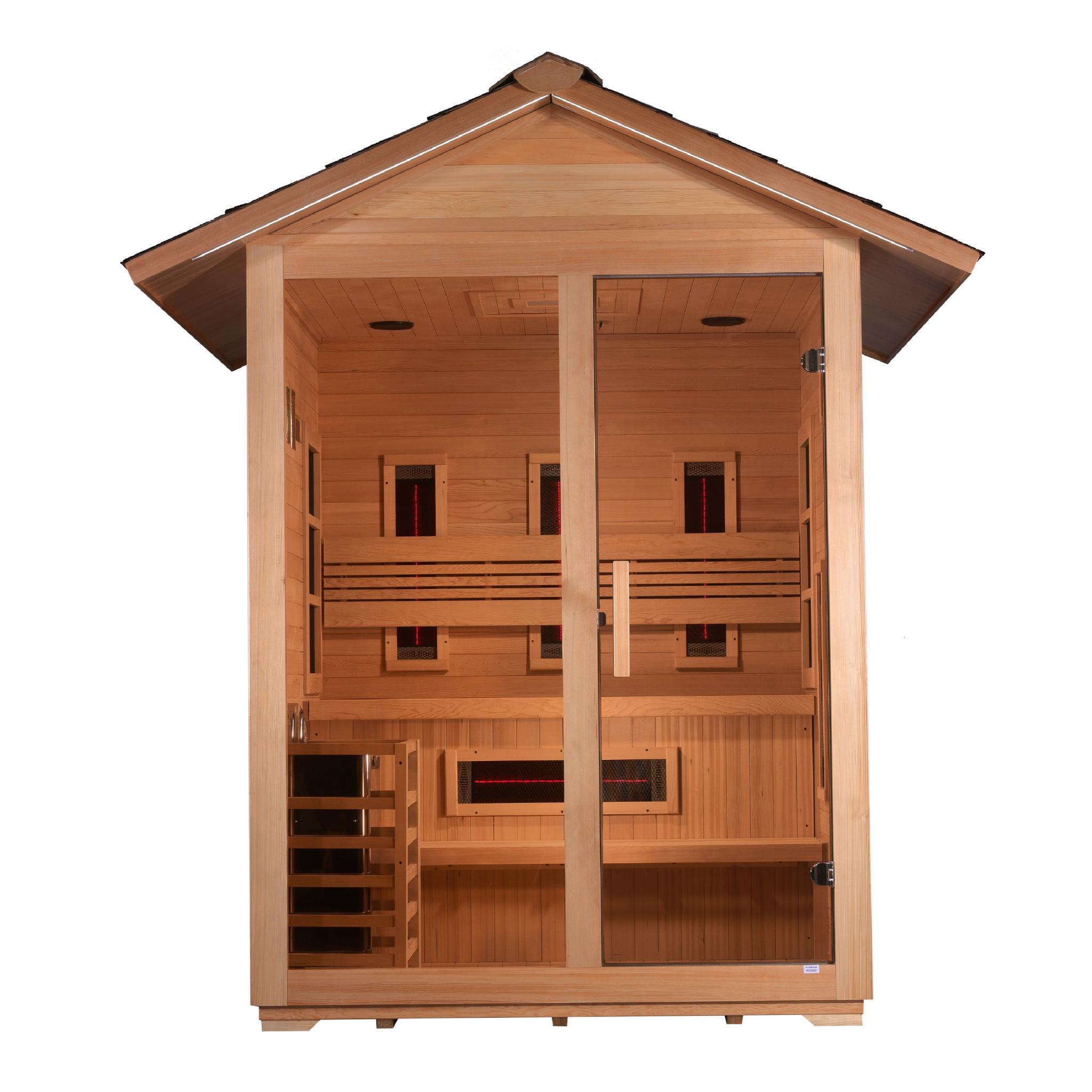 Golden Designs Carinthia 3 Person Hybrid (PureTech Full Spectrum IR or Traditional Stove) Sauna