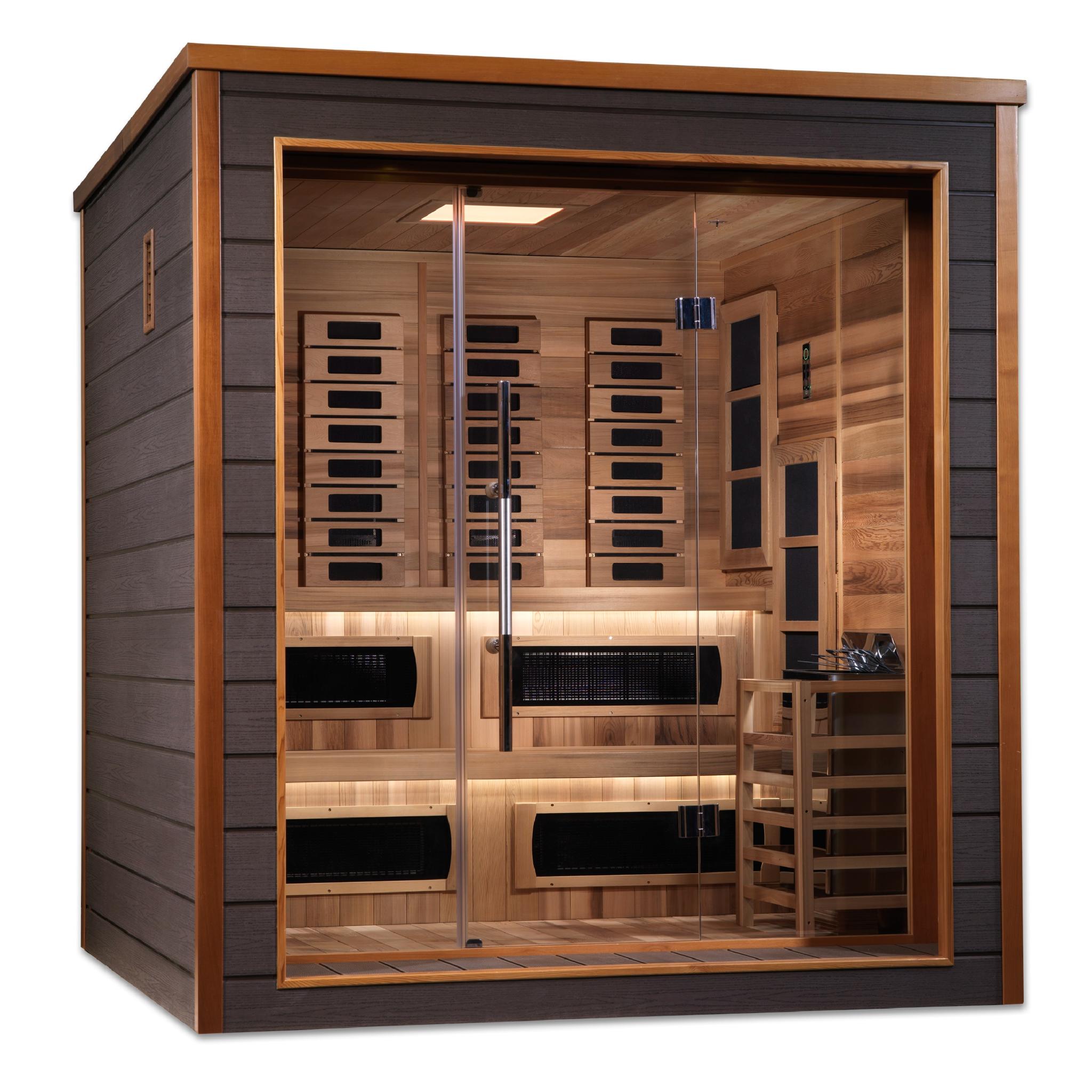 Golden Designs Karlstad 6 Person Hybrid (PureTech Full Spectrum IR or Traditional Stove) Sauna