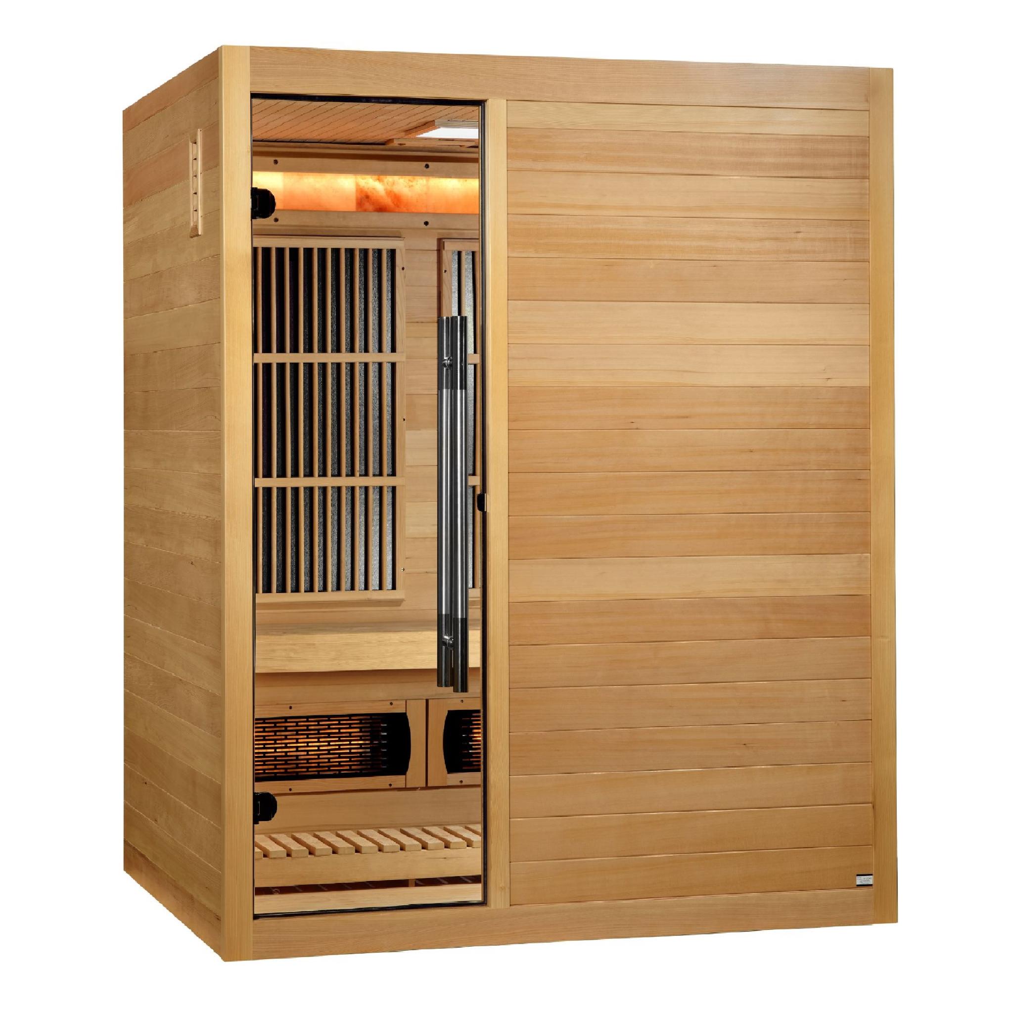 Golden Designs 2025 Soria 3 Person Hybrid Sauna. Full Spectrum and Harvia Traditional Stove