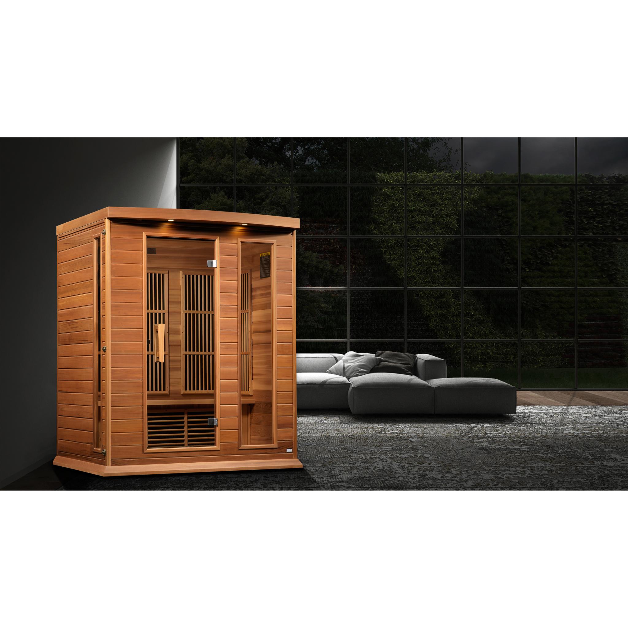 Maxxus 3-Person Near Zero EMF FAR Infrared Sauna (Canadian Red Cedar)