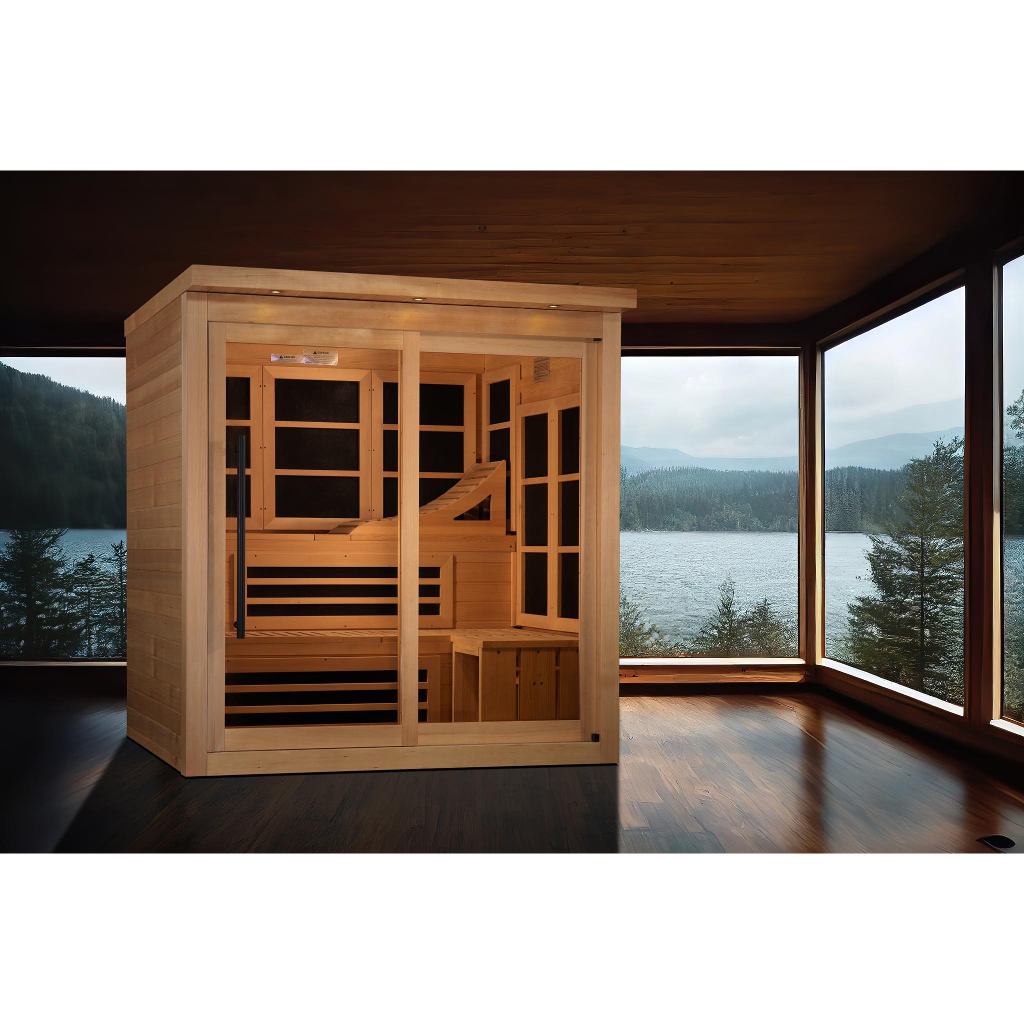 Golden Designs Monaco Limited Edition 6-person PureTech™ Near Zero EMF FAR Infrared Sauna