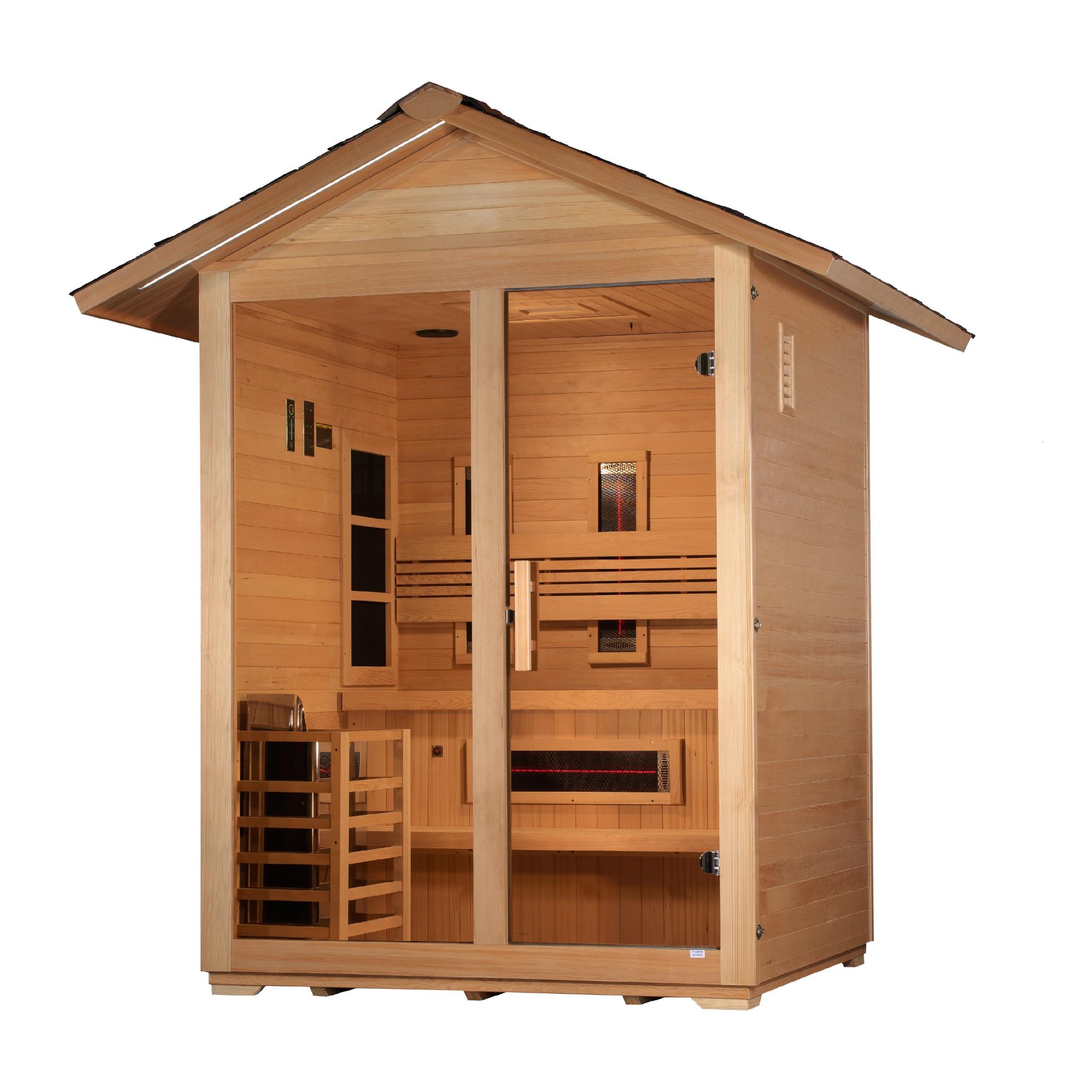 Golden Designs Carinthia 3 Person Hybrid (PureTech Full Spectrum IR or Traditional Stove) Sauna
