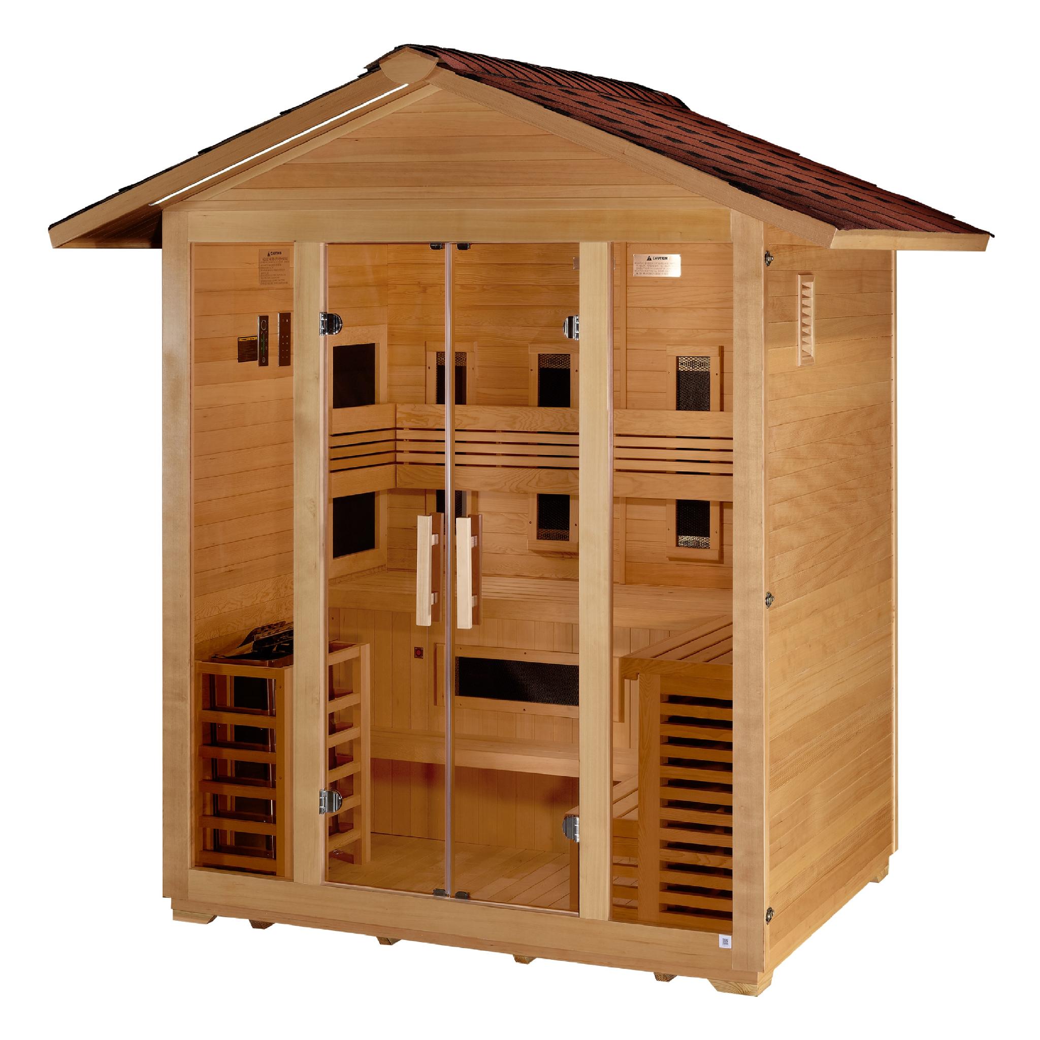 Golden Designs Gargellen 5 Person Hybrid (PureTech Full Spectrum IR or Traditional Stove) Sauna