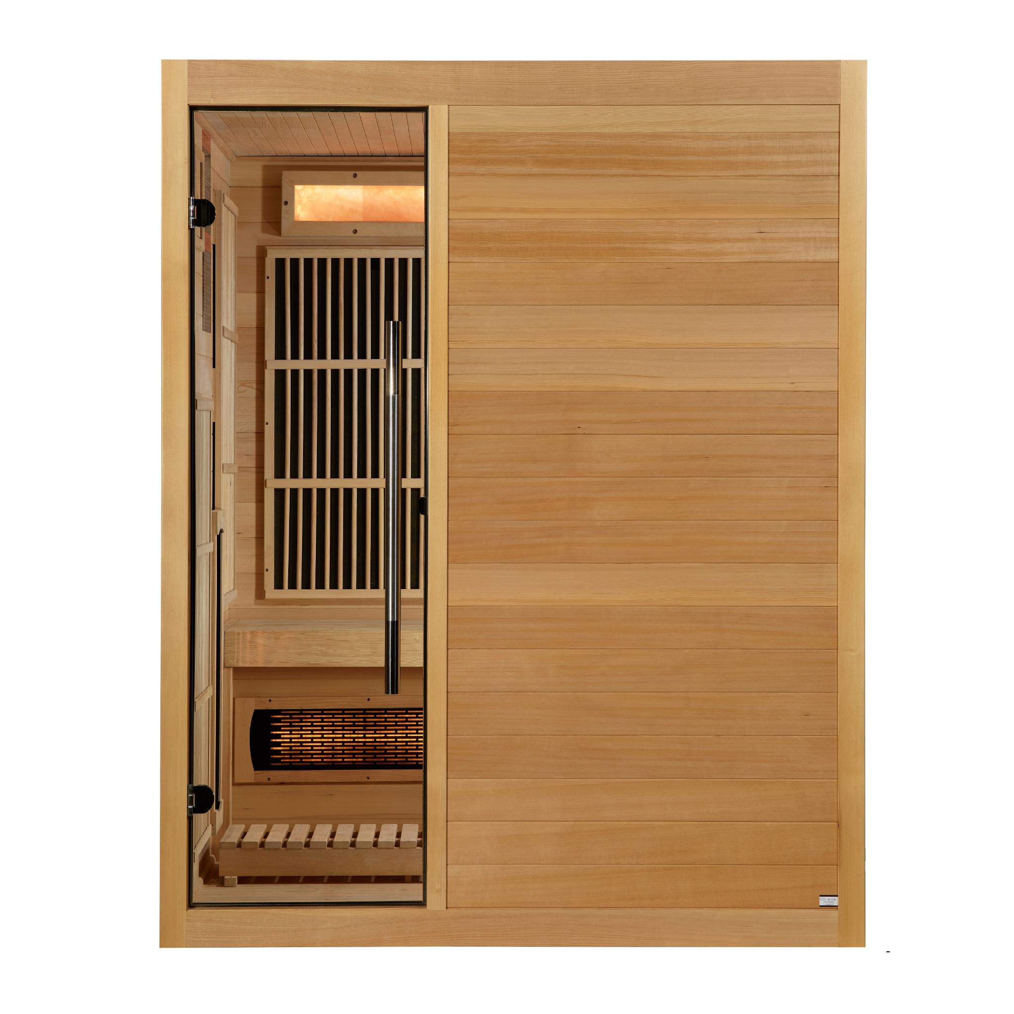 Golden Designs 2025 Soria 3 Person Hybrid Sauna (Indoor). Full Spectrum and Harvia Traditional Stove