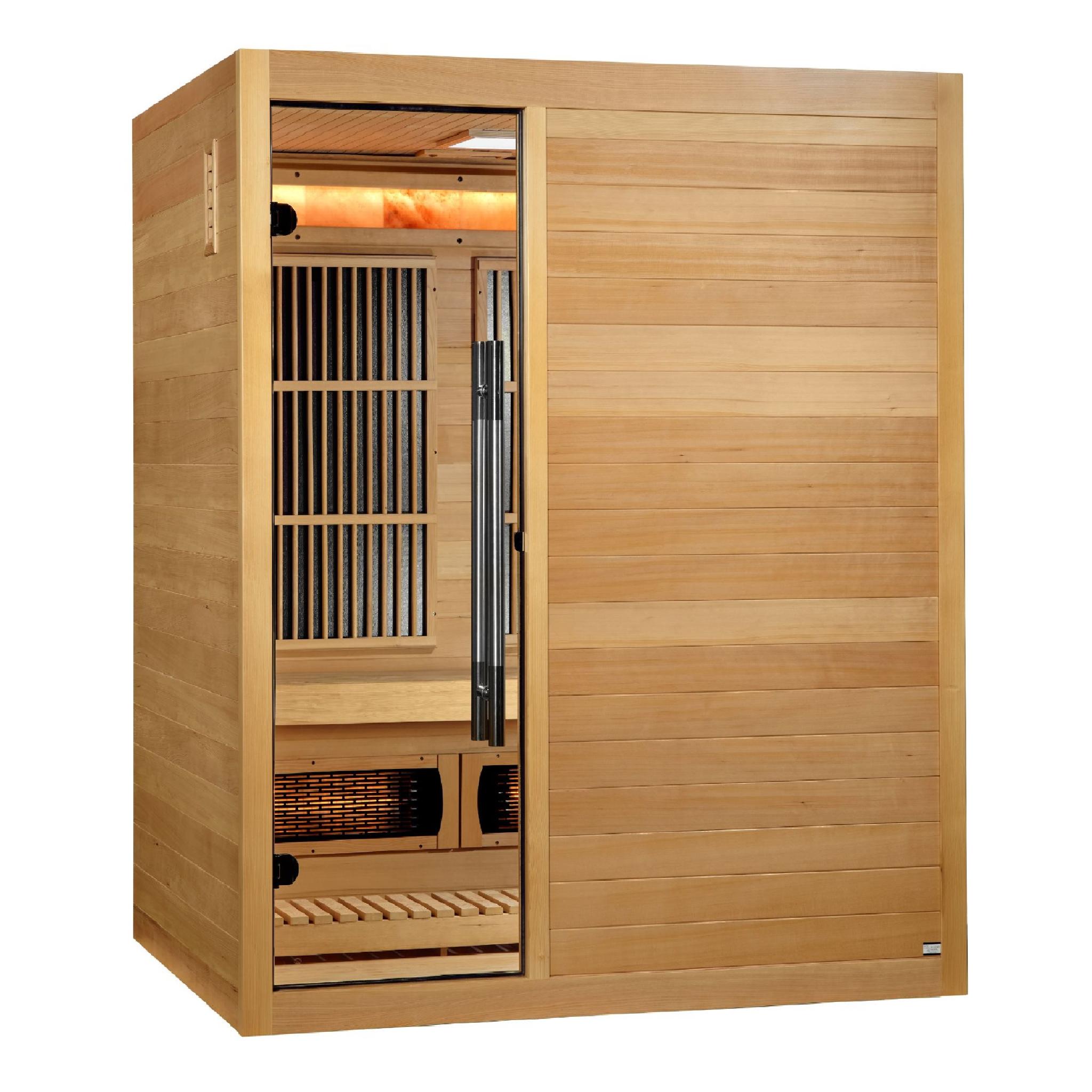 Golden Designs 2025 Soria 3 Person Hybrid Sauna (Indoor). Full Spectrum and Harvia Traditional Stove