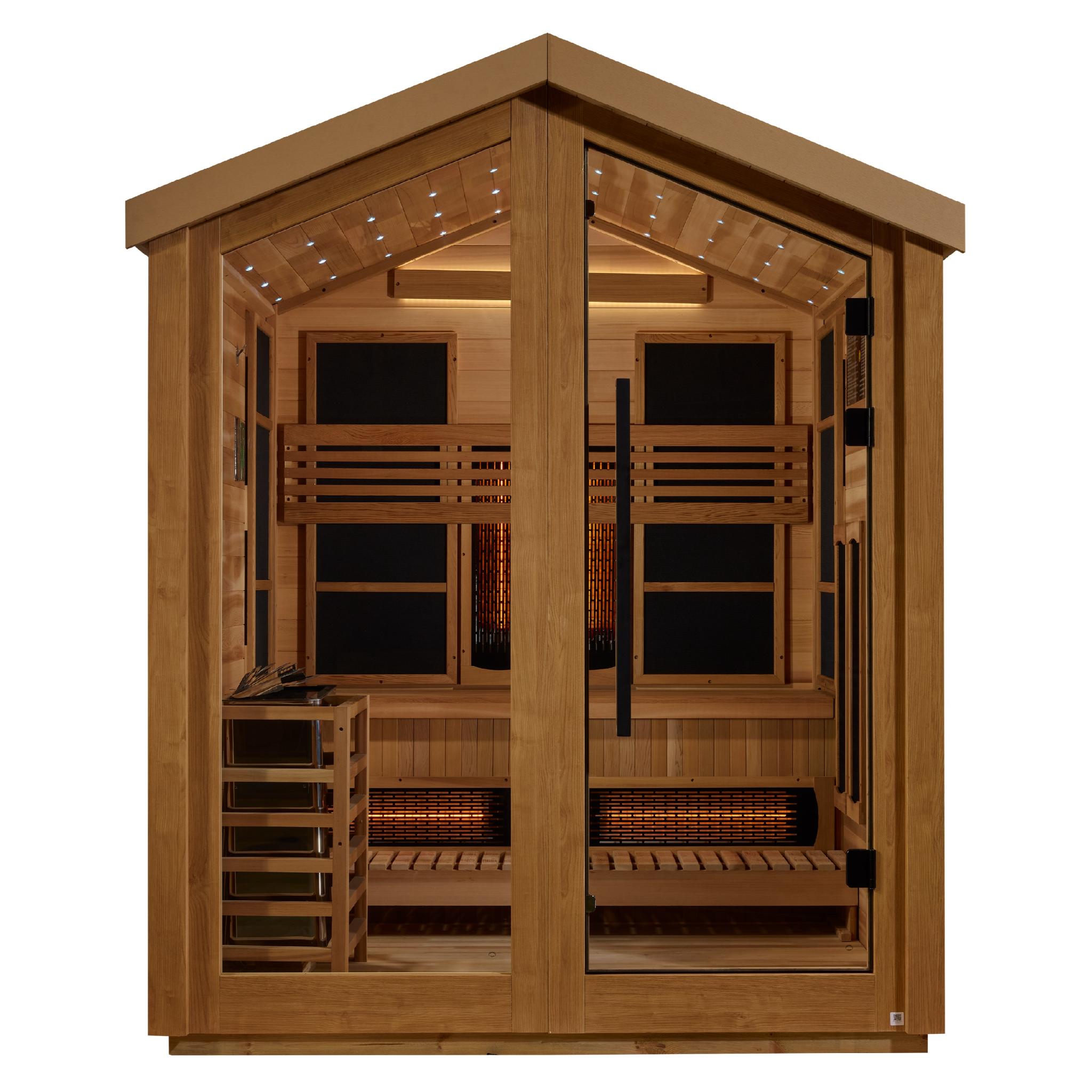 Golden Designs Loviisa 3 Person Hybrid (PureTech™ Full Spectrum IR or Traditional Stove) Outdoor Sauna